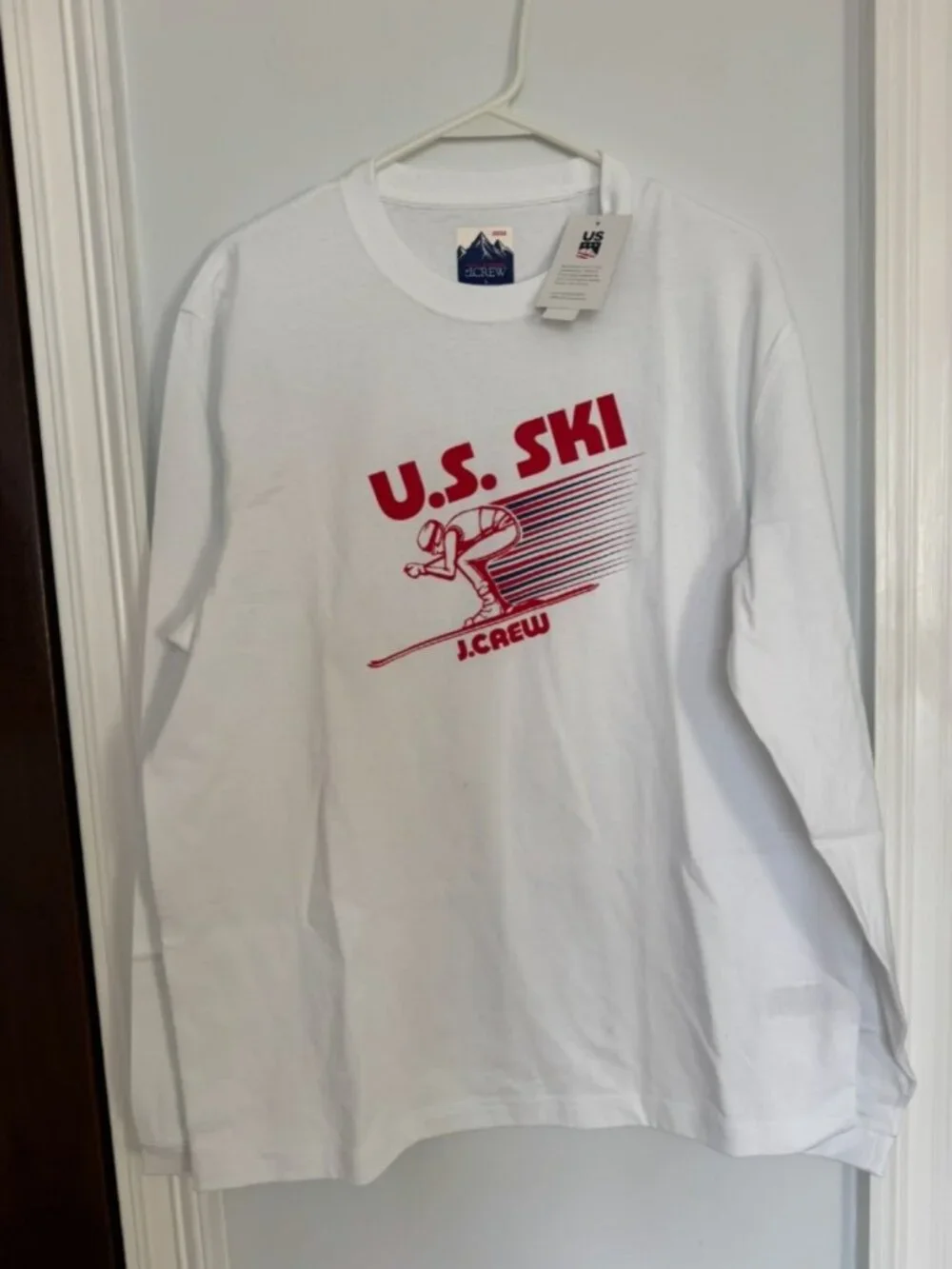 BRAND NEW J. Crew U.S. Ski & Snowboard White Long Sleeve Graphic Shirt in Medium